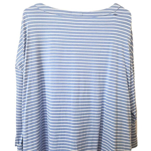 J.Jill Women's 2X Blue Striped 3/4 Sleeve Button Shoulder Sample Top - Picture 10 of 11